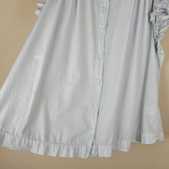 Sundry Size M Flutter Sleeve Button Top Rain Light Blue Short Sleeve - Picture 6 of 12